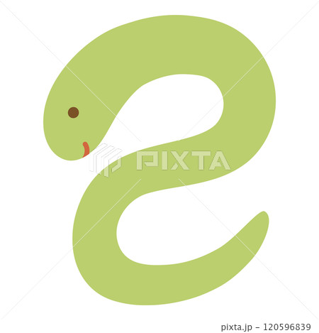 かわいい蛇文字で書いた緑色の巳 かわいい蛇文字で書いた緑色の巳 120596839