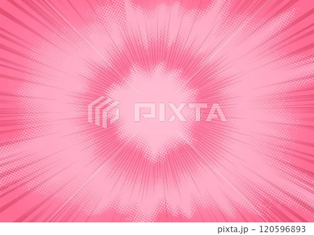 Radial pink speed lines for comic book vector background POP art, Manga or anime frame, zoom and motion striped effect 120596893