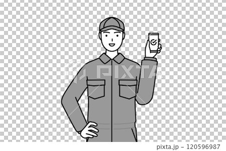 A mechanic in overalls using a smartphone at work A mechanic in overalls using a smartphone at work 120596987