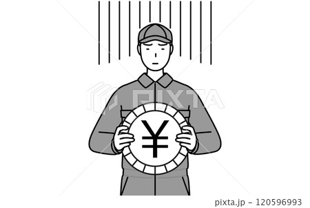 為替差損や円安のイメージ、つなぎ姿の整備士 120596993