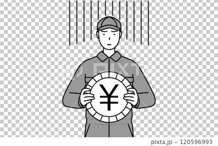 為替差損や円安のイメージ、つなぎ姿の整備士 120596993