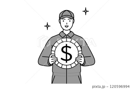 為替差益やドル高のイメージ、つなぎ姿の整備士 120596994