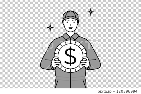 為替差益やドル高のイメージ、つなぎ姿の整備士 120596994