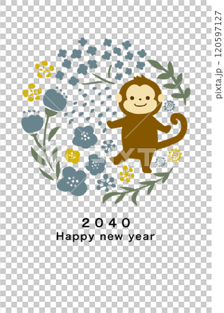2040年 申年 年賀状テンプレート 2040年 申年 年賀状テンプレート 120597127