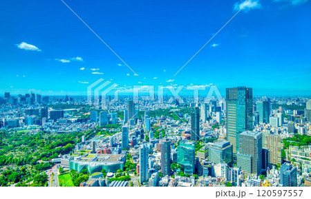 風景・大都会の青空と緑 120597557