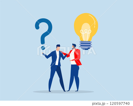 solution or support idea concept, ask for reply or idea to solve difficulty and trouble, FAQ conversation. 120597740