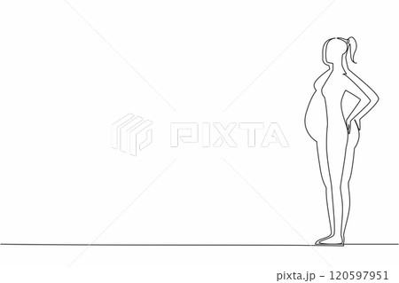Single one line drawing silhouette of a slim body woman inside a fat body silhouette. Big dreams of losing big weight. Strict diet. World Obesity Day. Continuous line design graphic illustration Single one line drawing silhouette of a slim body woman inside a fat body silhouette. Big dreams of losing big weight. Strict diet. World Obesity Day. Continuous line design graphic illustration 120597951