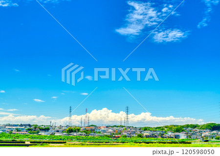 新興住宅街と送電線 新興住宅街と送電線 120598050