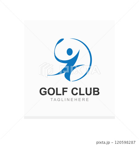 Golf player logo sport simple and modern creative design template illustration 120598287