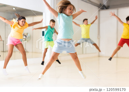Kids jumping in dance studio Kids jumping in dance studio 120599170