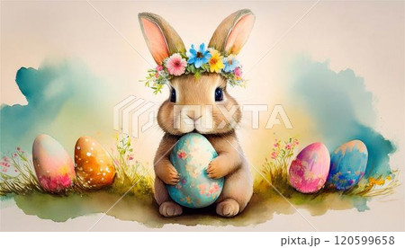 イースターバニー　水彩　イラスト　素材 120599658