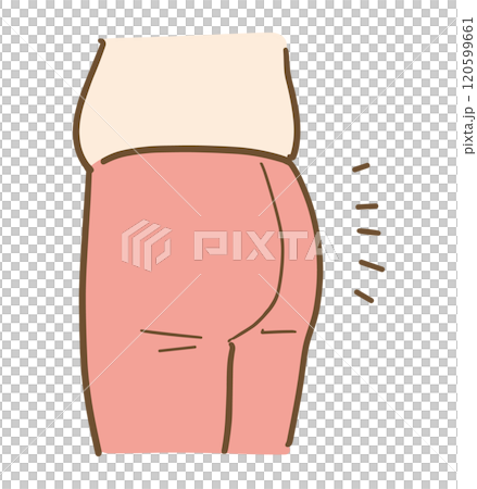 穿著緊身褲的年輕女性的腹部和臀部插圖（下半身，無臉） 120599661