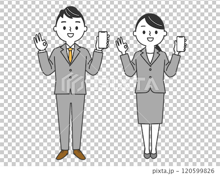 Smartphone OK Business person Full body Smartphone OK Business person Full body 120599826