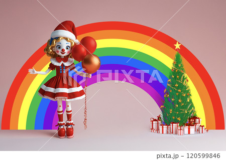 Cute cartoon postcard theam for happy Christmas celebration. Cute cartoon postcard theam for happy Christmas celebration. 120599846