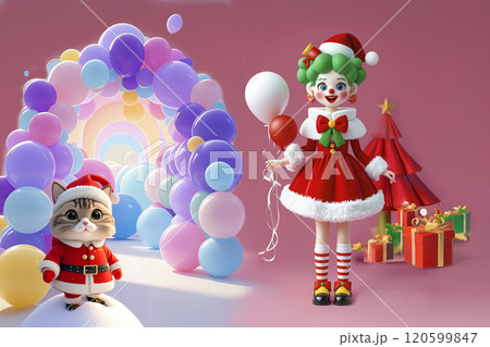 Cute cartoon postcard theam for Christmas celebration. Cute cartoon postcard theam for Christmas celebration. 120599847