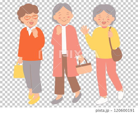 一組 3 名高級女性外出 120600191