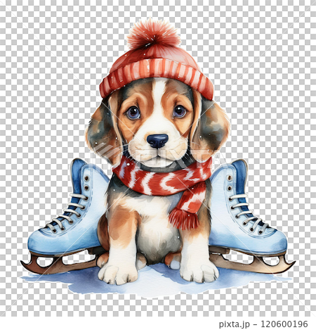 スケート靴とビーグルの水彩イラスト3/チラシやポスター用素材 スケート靴とビーグルの水彩イラスト3/チラシやポスター用素材 120600196