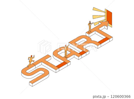 STARTの文字とビジネスマン 120600366