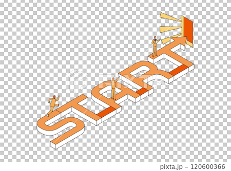 STARTの文字とビジネスマン 120600366