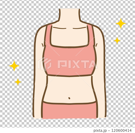 年輕女子健康身材插圖(上半身,無臉) 年輕女子健康身材插圖(上半身,無臉) 120600414