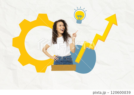 Creative design, girl raised finger up, good idea. Creative design, girl raised finger up, good idea. 120600839