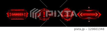 Red illuminated frames with warning signsのイラスト素材 [120601348] - PIXTA