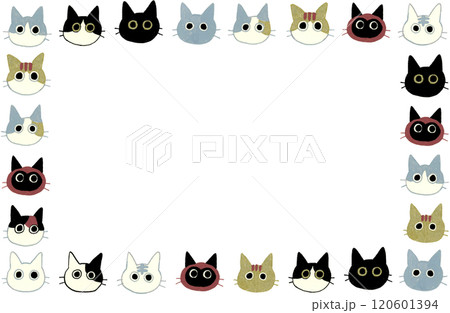 シンプルでかわいい猫のフレーム　動物の手描き水彩イラスト素材 120601394