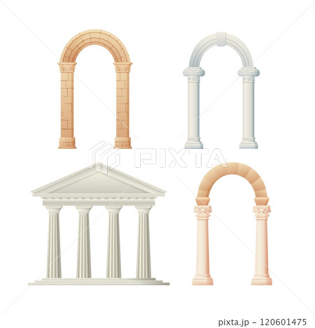 Ancient architectural elements vector illustration set Ancient architectural elements vector illustration set 120601475