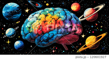 Abstract Brain Illustration, Symbolizing the Depth of Cognitive Processes and Creative Potential 120601927