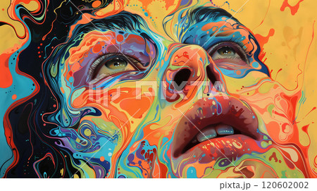 Saturated colors in this abstract piece paint a picture of exuberant joy and endless fun 120602002