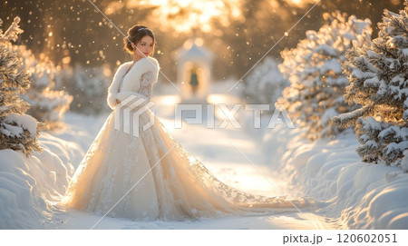 ウェディングドレスを着た花嫁 120602051