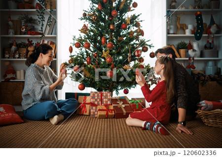 family celebrating Christmas family celebrating Christmas 120602336