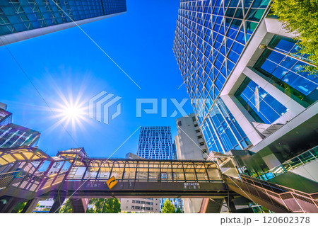 日本の東京都市景観 歩道橋のある街。渋谷アクシュや金王坂下歩道橋などを望む…新時代へ=11月25日 日本の東京都市景観 歩道橋のある街。渋谷アクシュや金王坂下歩道橋などを望む…新時代へ=11月25日 120602378