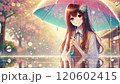 傘をさす美少女 120602415