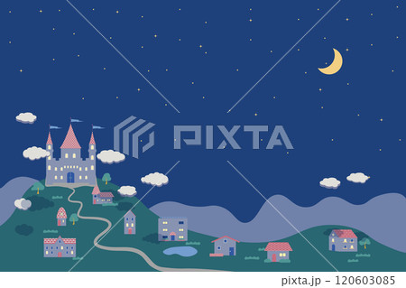 お城のある夜の風景 120603085