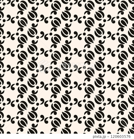 Vector ornamental seamless pattern, abstract monochrome linear texture, geometric figures, Elegant design for prints, decor, fabric, cloth. 120603576