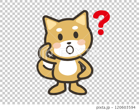 Illustration of a cute dog tilting its head in wonder 120603594