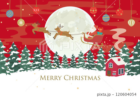 メリークリスマス　空飛ぶサンタとトナカイ 120604054