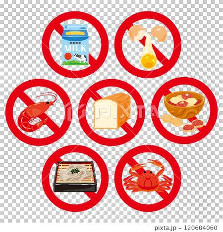 7 major allergy free - Illustration of specific ingredients - No text 120604060
