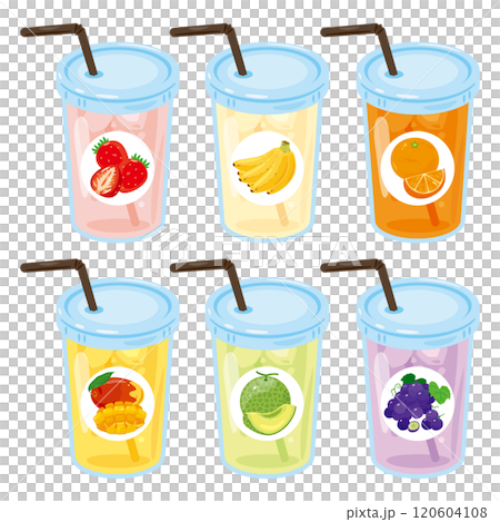 色々な種類のテイクアウトフルーツスムージーセット 120604108