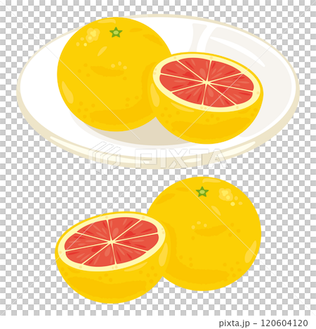 Pink grapefruit set on a plate Pink grapefruit set on a plate 120604120