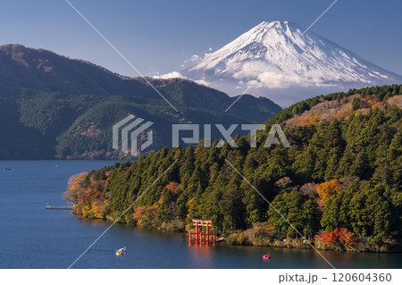 《神奈川県》富士山と芦ノ湖・箱根からのぞむ富士山 120604360