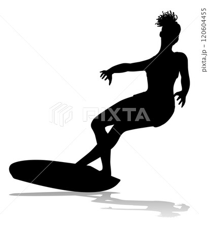 Woman Surfer Surfboard Female Surfer Silhouette 120604455