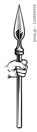 Spear Medieval Weapon Vintage Woodcut Tattoo Style 120604458