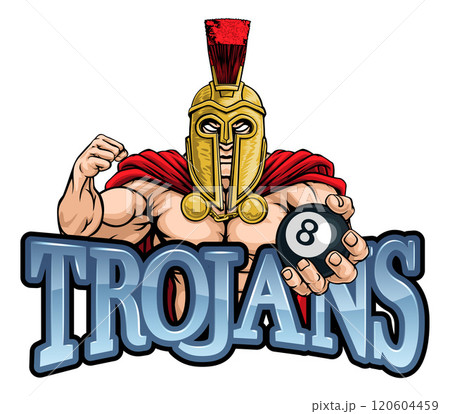 Spartan Trojan Pool Ball Billiards Mascot Cartoon 120604459