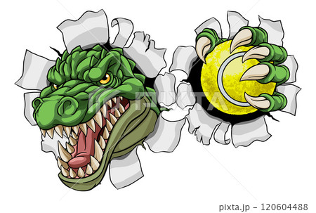 Crocodile Dinosaur Alligator Tennis Sports Mascot Crocodile Dinosaur Alligator Tennis Sports Mascot 120604488