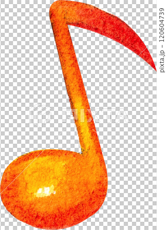 Orange  Musical Notes,Hand-drawn watercolor painting illustration 120604739