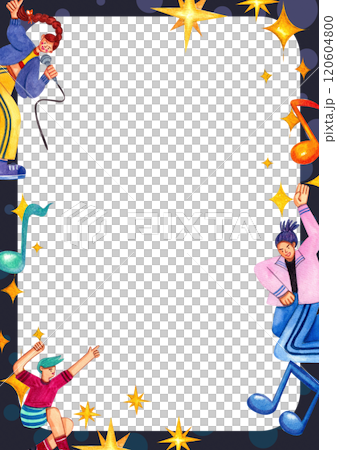 Music festival have music band, dancer enjoyful , frame design,Hand-drawn watercolor poster frame 120604800