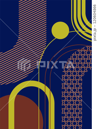 Abstract mid century poster with geometric neutral shapes. Modern boho minimalist art Abstract mid century poster with geometric neutral shapes. Modern boho minimalist art 120604866