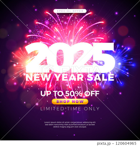 Happy New Year Sale 2025 Design with 3d Typography Lettering and Gold Christmas Ball on Red Background. Holiday Special Offer Campaign Discount Illustration for Coupon, Voucher, Banner, Flyer Happy New Year Sale 2025 Design with 3d Typography Lettering and Gold Christmas Ball on Red Background. Holiday Special Offer Campaign Discount Illustration for Coupon, Voucher, Banner, Flyer 120604965